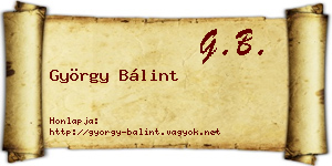 György Bálint névjegykártya