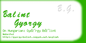 balint gyorgy business card